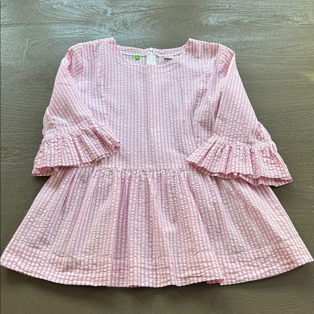 Collyn Raye Pink & White Seersucker 100% Cotton Peplum Blouse, size S, like new